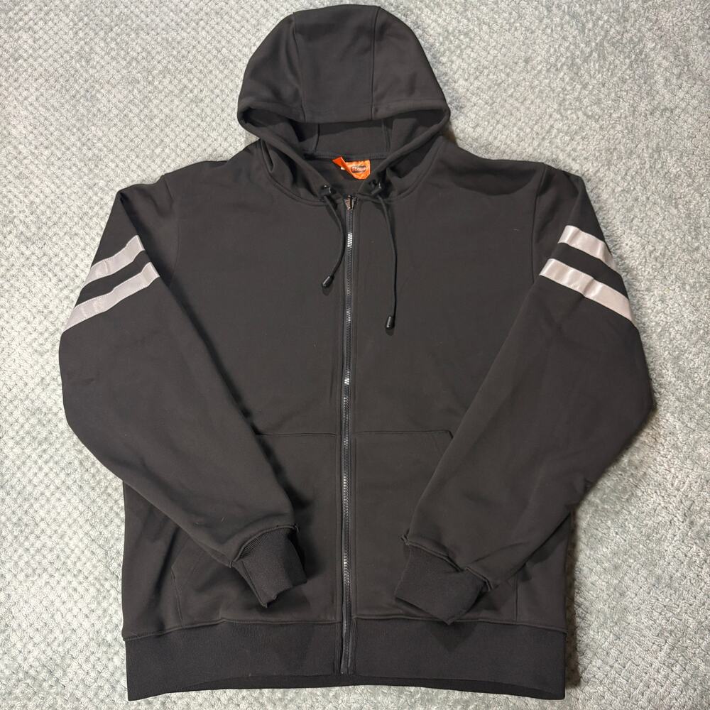 CornerStone Men's Work Reflective Black Zip Hoodie Sz L